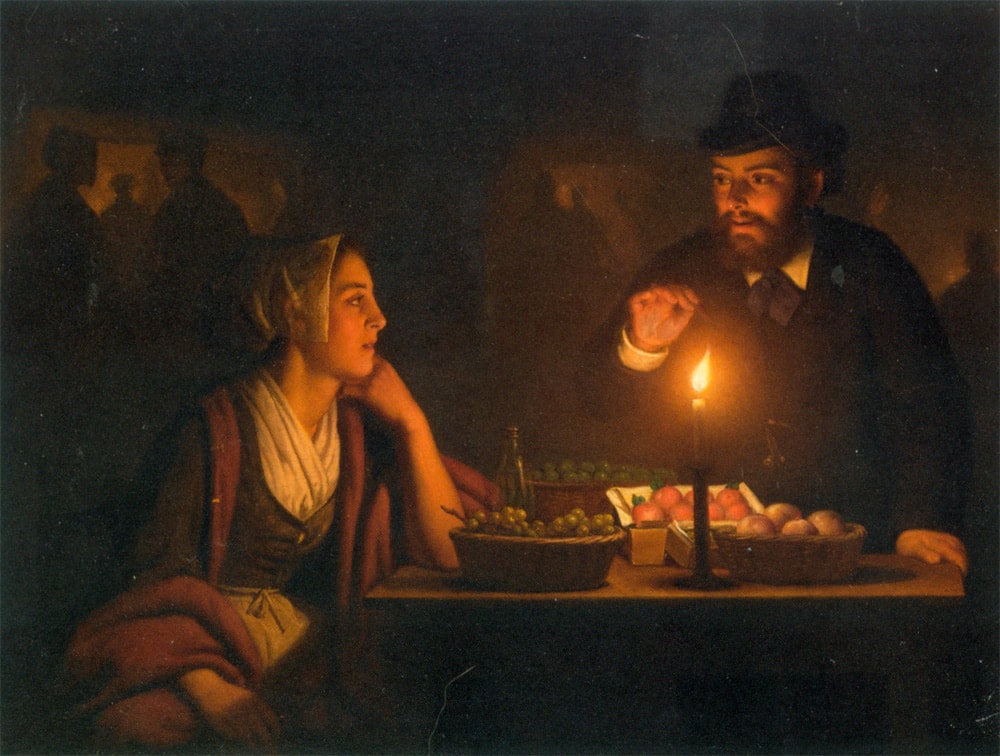 A Market Scene by Candle Light by Petrus Van Schendel Art Renewal Center