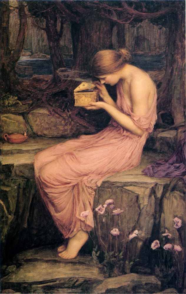 Psyche Opening the Golden Box de John William Waterhouse - Póster
