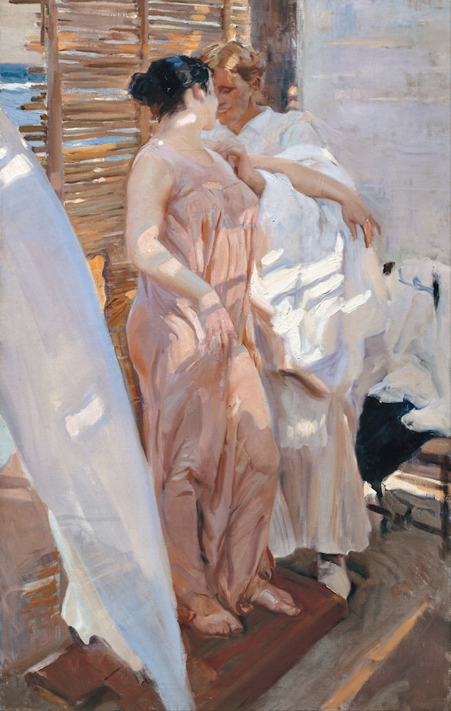 La bata rosa 1916 cartolina moderna Joaquín Sorolla y Bastida 