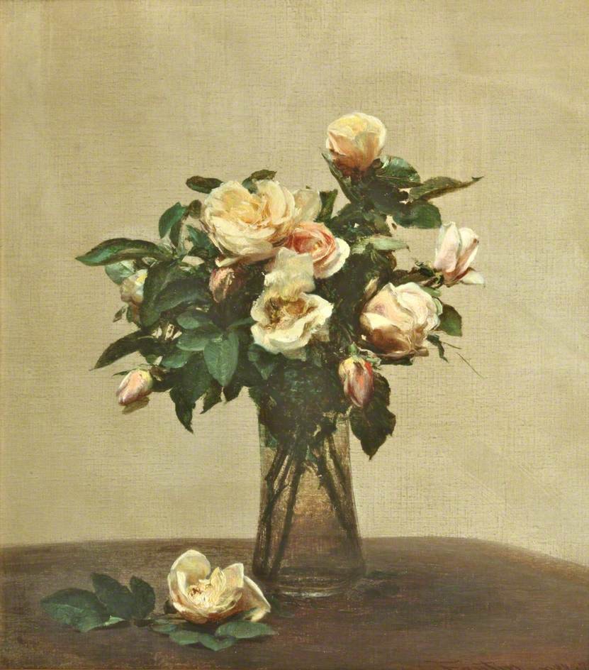 Roses in a Glass Vase by Henri FantinLatour Art Renewal Center