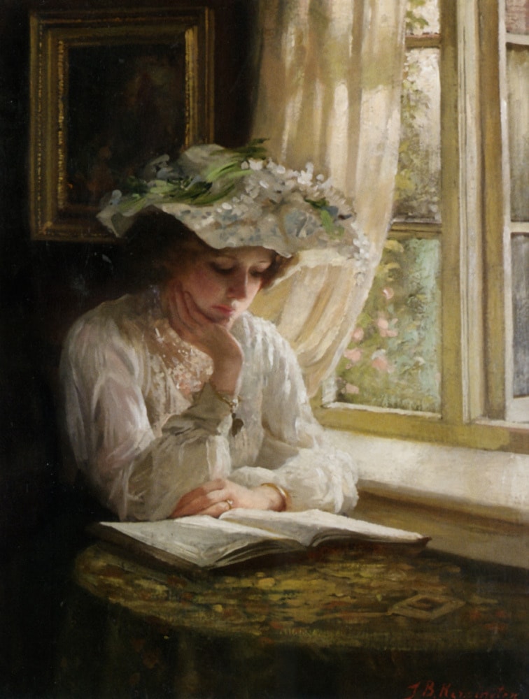 Lady Ready by a Window by Thomas Benjamin Kennington