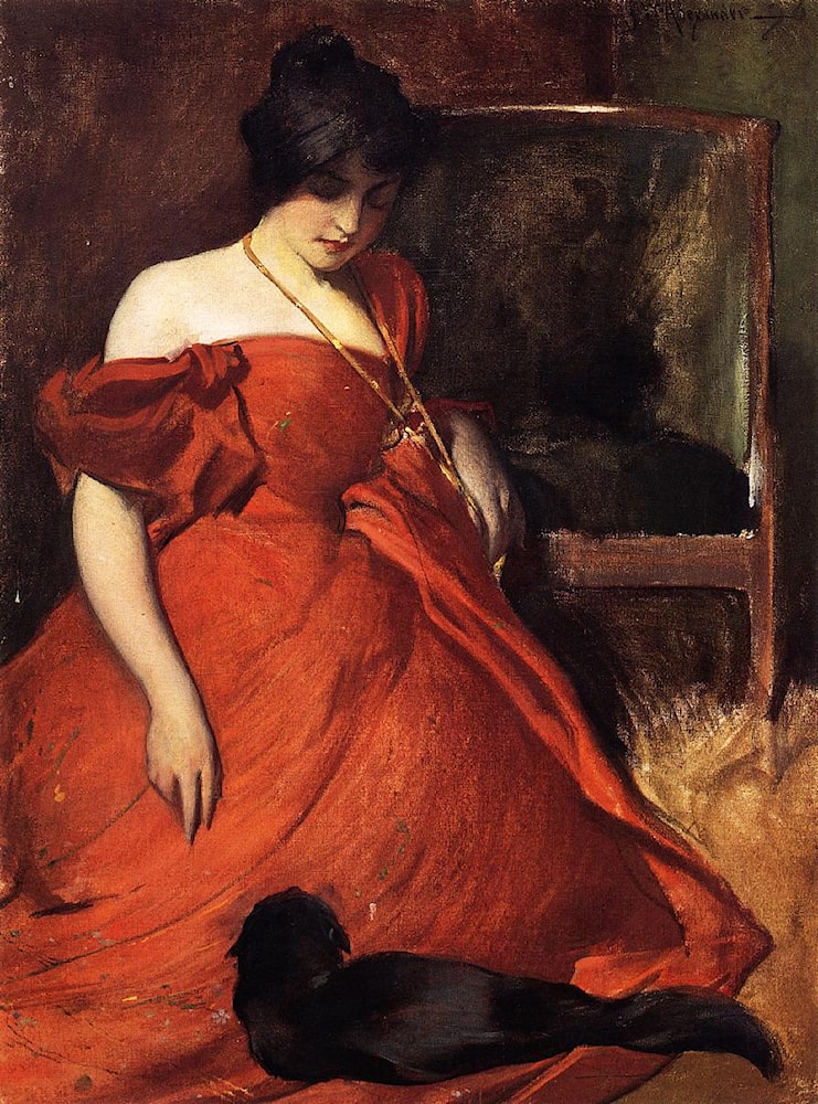 油絵 John White Alexander_ 静寂 ma1755