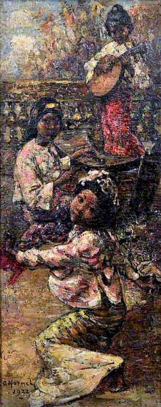 Burmese Maidens on a Terrace