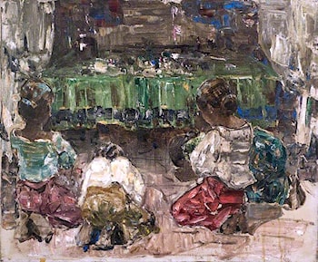 Ceylonese Water Carriers by a River Bank