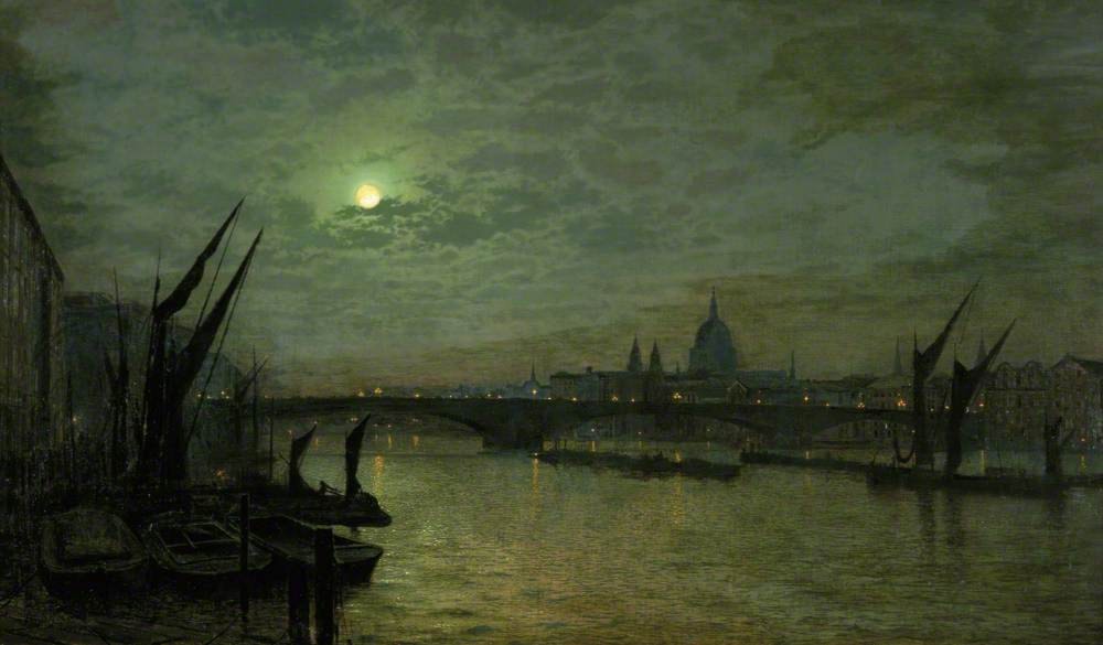 The Thames by Moonlight with Southwark Bridge, London by John Atkinson