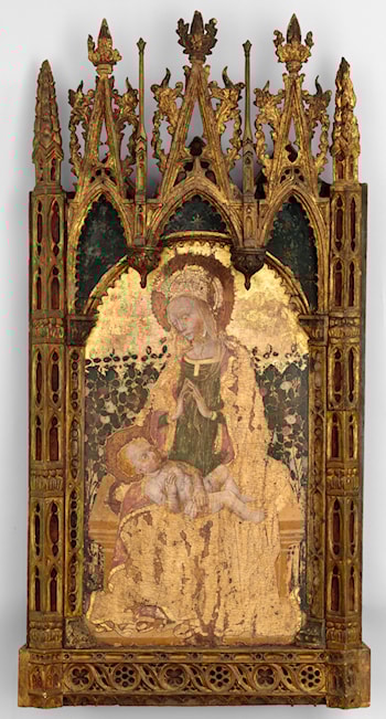 Virgin and Child before a Rose Hedge