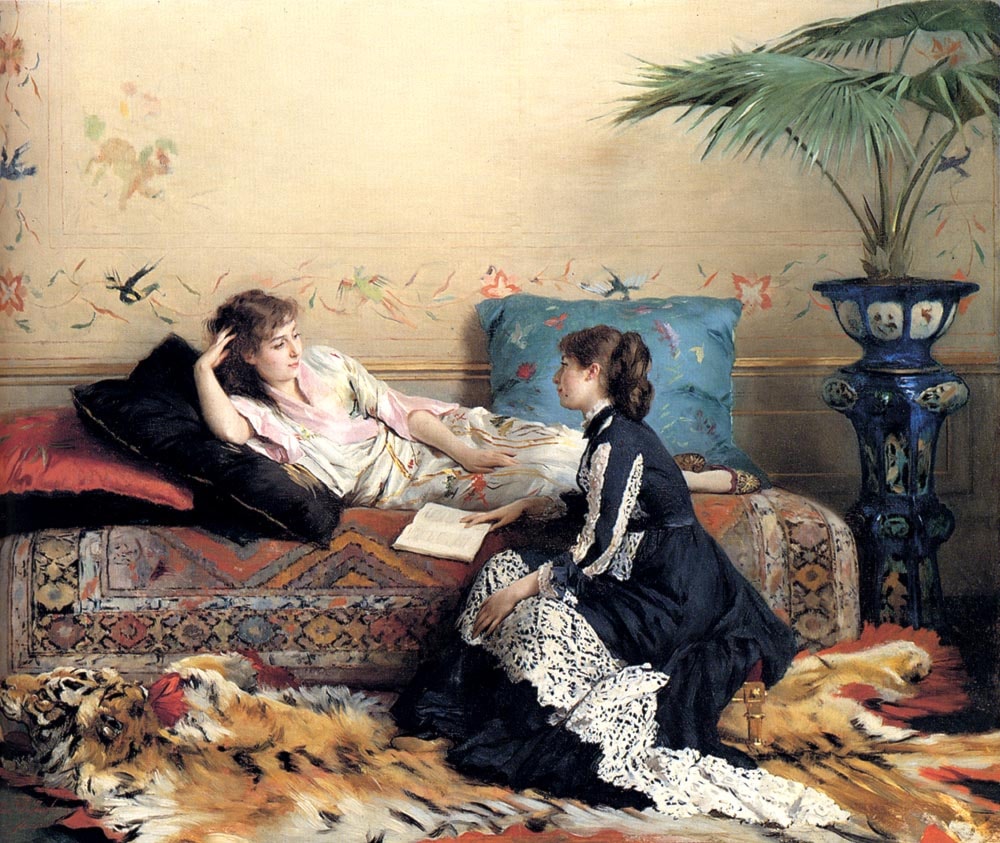 Gustave・L・Jonghe、Idle moments、希少な額装用画集より Gustave Leonhard de Jonghe - 16 artworks - Art Renewal Center