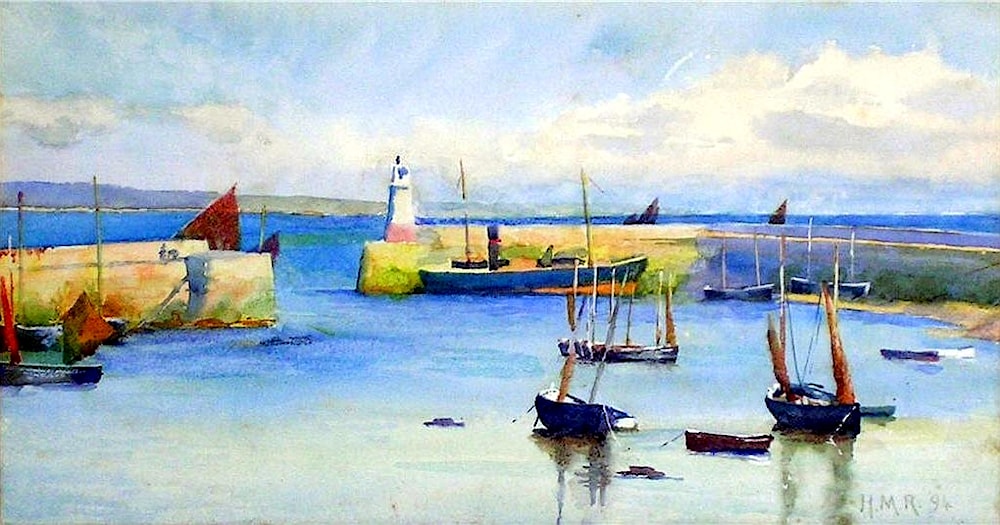 Newlyn Harbour by Henry Meynell Rheam - Art Renewal Center