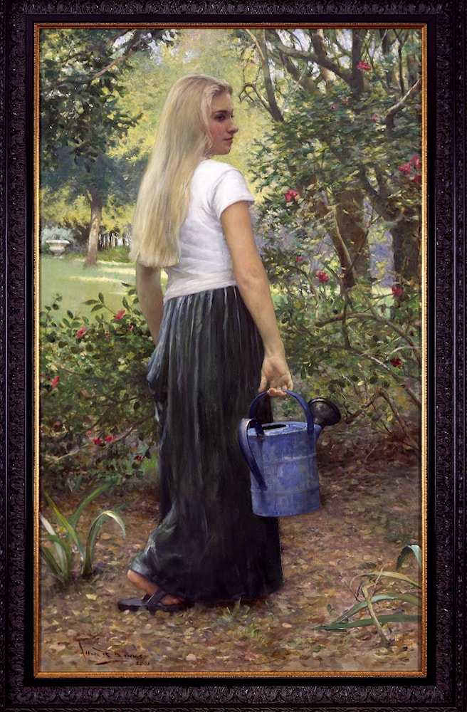 Watering Girl by Allan R. Banks - Art Renewal Center