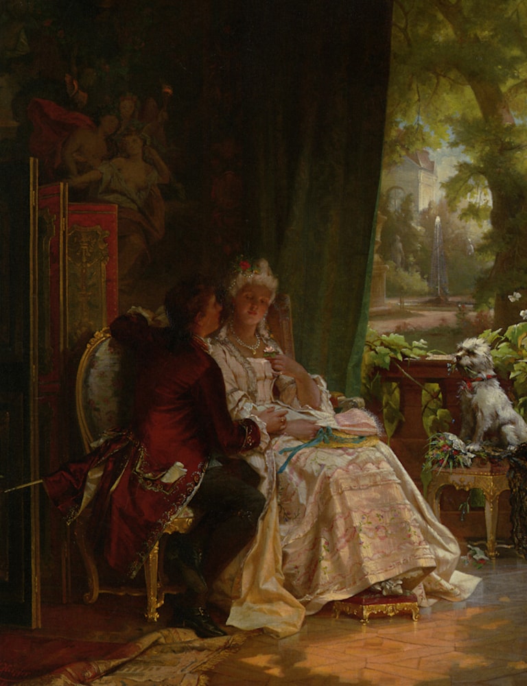 Carl Herpfer (1836-1897) – Console Rococo Au Château De Nymphenburg – Huile Sur Toile 1868