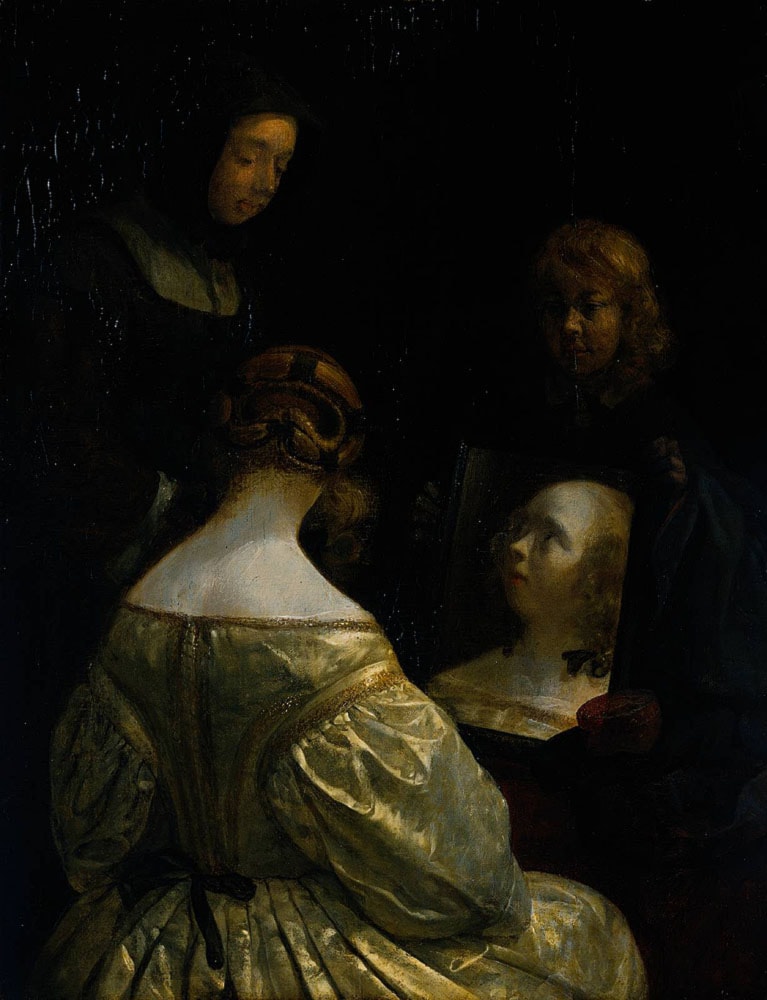Woman at a Mirror by Gerard ter Borch