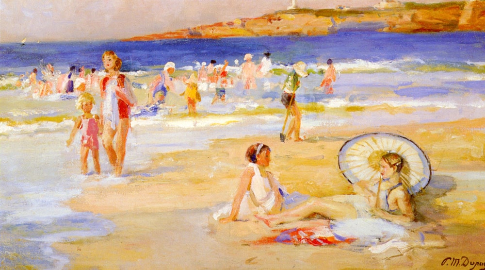 Beach At Biarritz by Paul Michel Dupuy