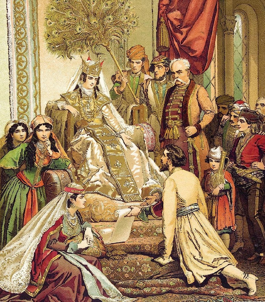 Shota Rustaveli Presents His Poem to Queen Tamar by Mihály Zichy