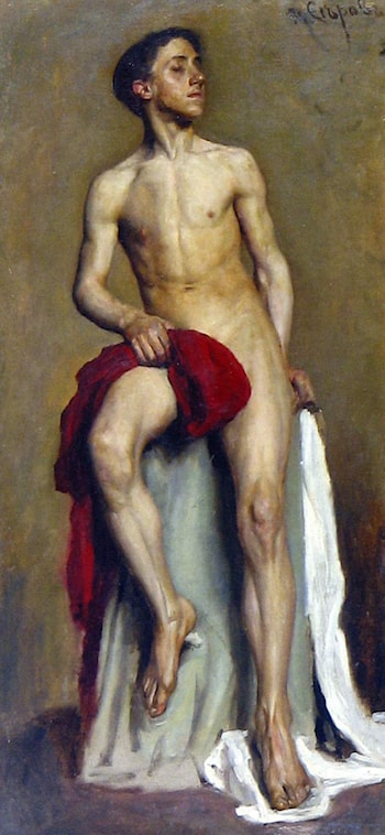 Sitter with Red Fabric