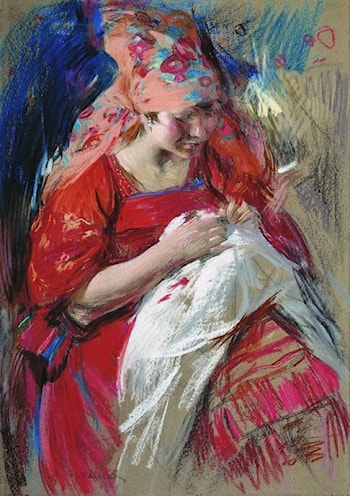 Peasant Girl Sewing