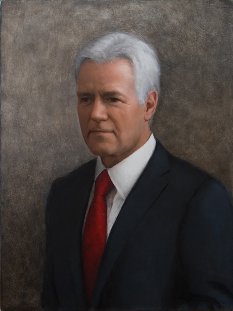 Portrait of Alex Trebek by Juan Martínez - Art Renewal Center