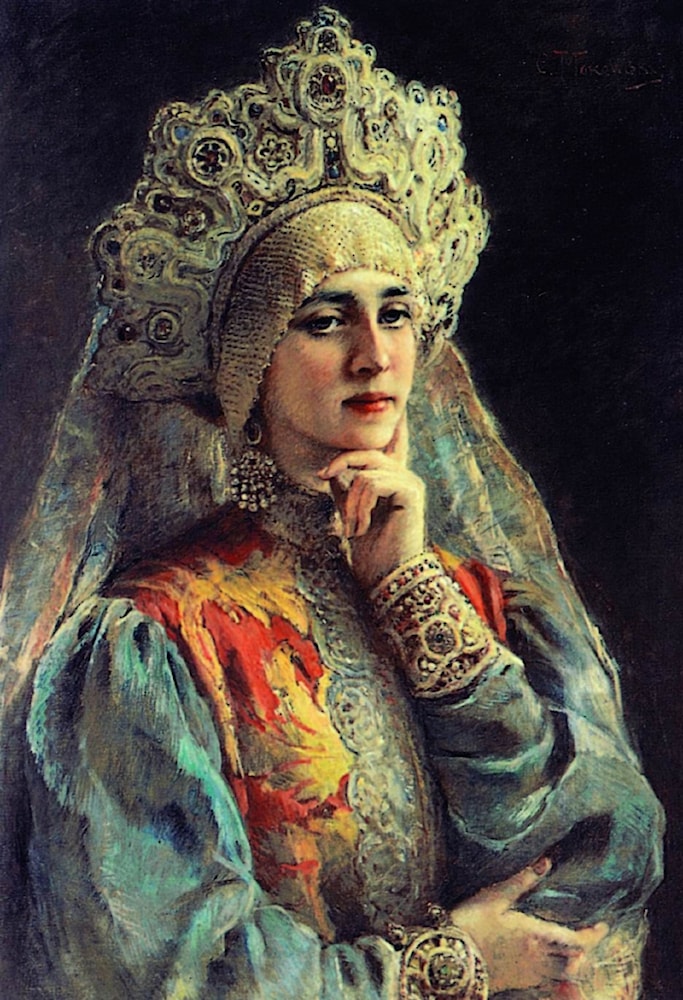 OKSEAS Quadro Su Tela 60x90cm - Domenica Sera In Un Villaggio Russo Di Makovsky - Stampe D'Arte Famose Per Decorazione Pareti Corridoio E Soggiorno