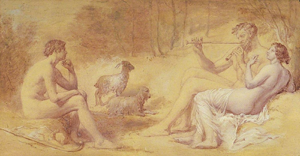 Pan Playing His Pipes (Pastoral Subject) by Edward Calvert - Art