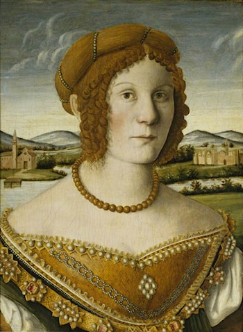 Portrait of an Unknown Woman, with a Lagoon Landscape and Hills behind (recto)