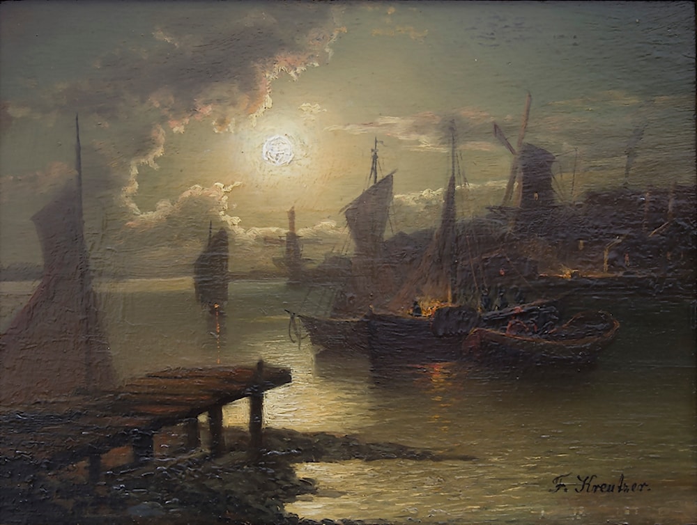 A coastal landscape in the moonlight