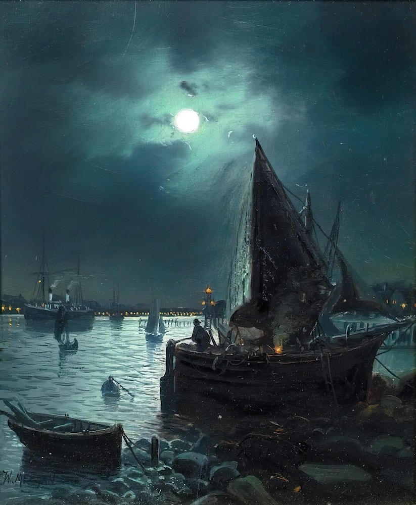 Scarborough By Moonlight by Walter Linsley Meegan - Art Renewal Center